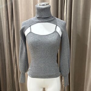 Fashion Nova Gray Cutout Turtleneck Sweater